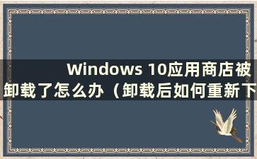 Windows 10应用商店被卸载了怎么办（卸载后如何重新下载W10应用商店）